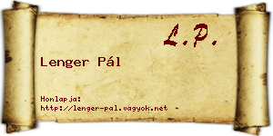 Lenger Pál névjegykártya
